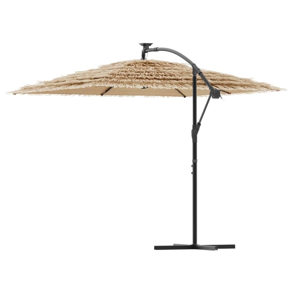 Parasol ogrodowy, parasol przeciwsłoneczny, baldachim do użytku na zewnątrz, w ogrodzie, na patio, z diodami LED i stalowym słupkiem, brązowy, 246x246x230 cm
