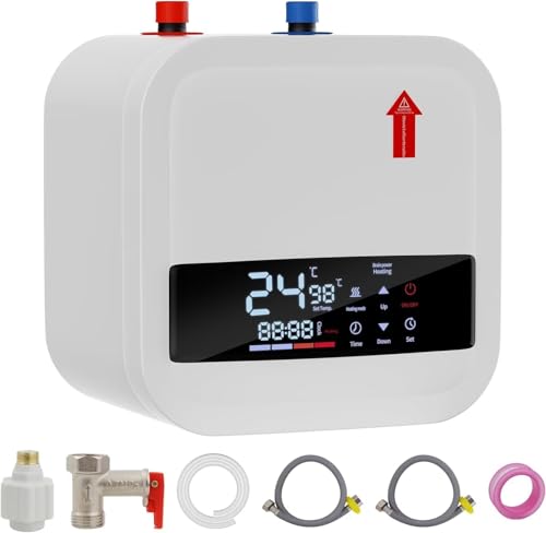 VELPAX - VELPAX Mini Electric Water Heater, 15L Electric Instantaneous Water Heate,1500W 220V,Waterproof Under Sink Water Heater with Digital Display for RV Kitchen Bathroom
