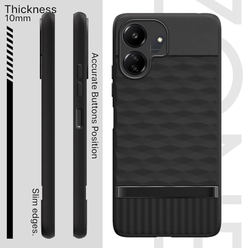 Image of Outlouders Bumper Case for Redmi 13c 4G / Redmi 13c 5G / Poco C65 | Full Camera Protection | TPU Soft Flexible Shockproof Back Cover (Black)