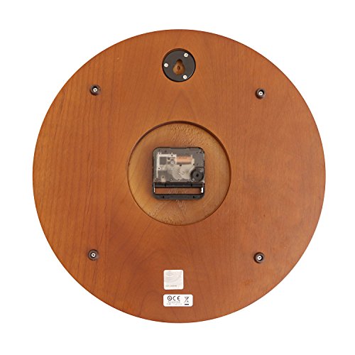 Seiko Dark Wooden Quartz/Battery Round Station Wall Clock with Gold Coloured Bezel, White Dial & Roman Numerals. QXA143B