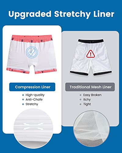 Image of maamgic 5inch Mens Swim Trunks with Compression Liner 2-in-1 Swimming Shorts Stretch Quick Dry with Zipper Pockets
