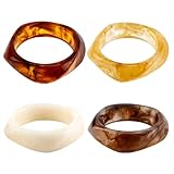 4Pcs Resin Chunky Bangles Acrylic Bracelets for Women Vintage Geometric Irregular Punk Bracelets Wide Dome Shape Bangle Fashion Thick Acetate Holiday Jewelry for Everyday Wear (Vintage)