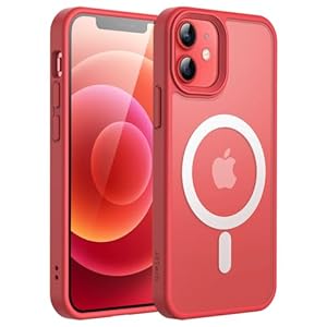 JETech Magnetic Case for iPhone 12/12 Pro 6.1-Inch Compatible with MagSafe, Translucent Matte Back Slim Shockproof Phone Cover (Red)