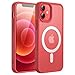 JETech Magnetic Case for iPhone 12/12 Pro 6.1-Inch Compatible with MagSafe, Translucent Matte Back Slim Shockproof Phone Cover (Red)