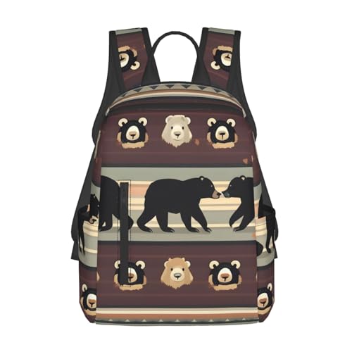 Sac à dos léger imprimé ours pour le travail et les voyages noirs