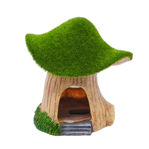 Image of AnRui Green Moss Mushroom Aquarium Decor Cute Fish Tank Decorationss Resin Aquarium Decor Hideout Cave Ornament for Small Fish, Hermit Crab, Shrimp, Goldfish and Reptiles