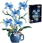 Blue Orchid Flower Building Set for Adults, Coffee Cup Orchid Botanical Collection Plant Building Kit, Home and Office Decor Gift for Christmas, Valentines, Birthday, 567PCS