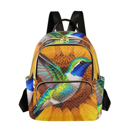 Sac à dos en polyester Wudan S-M au motif tournesol et oiseau pour voyage mignon