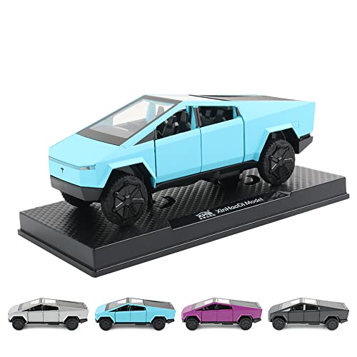 1:32 Scale Cybertruck Model Toy Pull Back Pick-Up Truck With Sound And Light, Alloy Diecast Cyber-Truck Toys For Kids Gift Or Tesla Vehicles Model Collection Enthusiasts (1/32 Blue) #TOP30