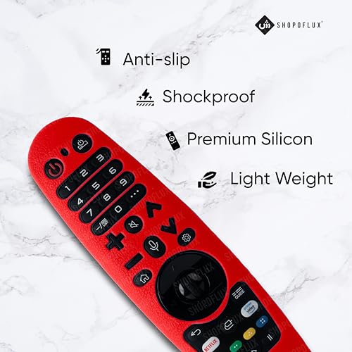 Image of Shopoflux Silicone Full Wrap Case Compatible with LG Magic Remote with Lanyard [Remote Not Included] (RED)