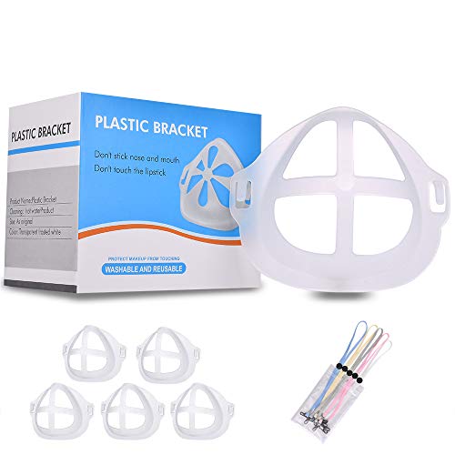 Silicone Face Bracket,3D Face Bracket Inner Support Frame for More Breathing Space and Makeup Lipstick Protection Nose Mouth Reusable and Washable [5Pcs] Adults