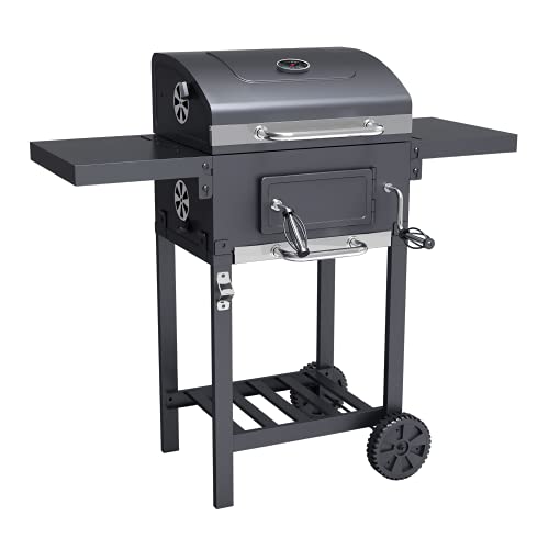 Charcoal BBQ Grill Smoker Stainless Steel with...