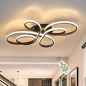 ZMH led plafonnier Dimmable lampe plafond salon – Luminaire Plafonnier Moderne avec télécommande Petal Design lampes de décoration pour salon chambre à coucher et salle à manger noir