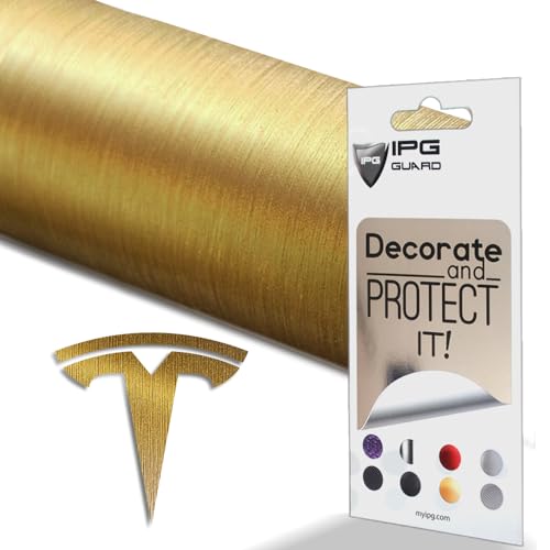 Image of IPG Compatible with Model Y Decal (8 Logo Set) Stickers Set Personalize Your Vehicle (Brushed Gold)