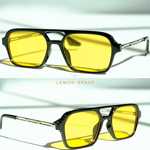 LEMON GRASS Womens Acetate Frame Double Bridge Avaitor Sunglasses3