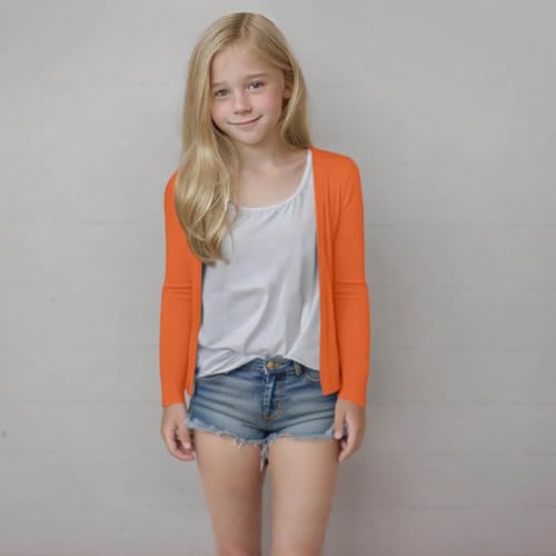 Big Kids Cute Cardigan Fall Casual Open Front School Uniform Girl Lightweight Sweater Soft Cover Up Outwear Size 5-142