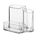 Modern Compact Clear 3 Compartment Office Supplies Desktop Organizer Caddy, Pencil Holder