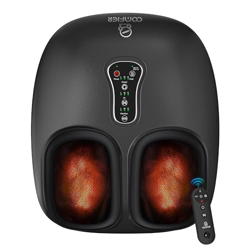 COMFIER Masajeador de Pies con Control Remoto, Shiatsu Masajeador de Pies con Calor, Compresión, Vibración, Fascitis Plantar, Regalo para hombre/mujer