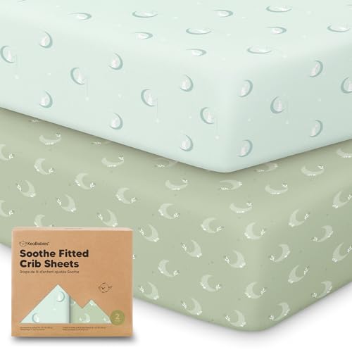 Image of KeaBabies 2-Pack Organic Crib Sheets for Boys, Girls - 52x28 Fitted Crib Mattress Sheet Neutral, Breathable Jersey Cotton Cover for Baby Bed, Toddler Mattress, Soft & Cute Prints (Lunaris)