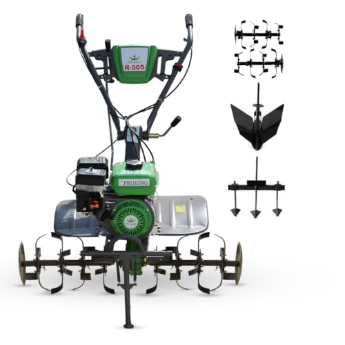 Image of RBW Power Weeder Machine for Agriculture 4 Stroke | 7.5 HP Petrol Engine 245cc Heavy Duty Power Weeder Plough,Cultivator Attachments for Soil Preparation, Weeding, Farming & Garden (R-505,Green)