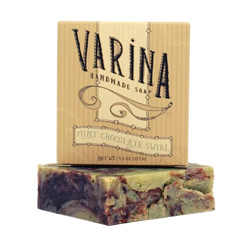 Varina Organic Mint Chocolate Swirl Bar Soap - Gentle Cleansing For Sensitive Skin, Herbal And Mint - 3 Pack - Experience Healthy And Glowing Skin #TOP5
