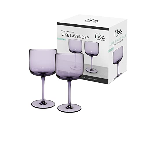 Villeroy & Boch - Like Lavender Wine Goblet Set 2 pces, Coloured Glass Purple, Capacity 270 ml, 8.5 x 17 cm
