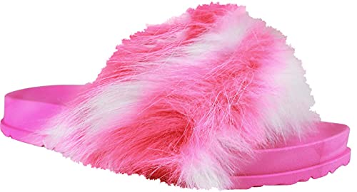 Capelli New York Girls Faux Fur Molded Comfort Fashion Flip Flops