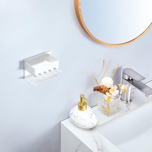 Image of Toothbrush Head Holders, Electric Tooth Brush Head Holder, Adhesive Toothpaste Holder for Shower Bathrooms, Wall Mounted Tooth Brushing Holder Organizer Storage (White, Small)