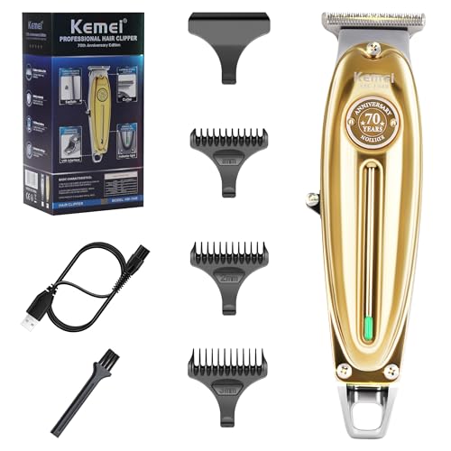 KEMEI Tondeuse à Cheveux pour Hommes, Tondeuse à Barbe Professionnelle sans Fil avec Lame T, Clipper Électrique pour Coiffeurs et Stylistes, Toilettage...
