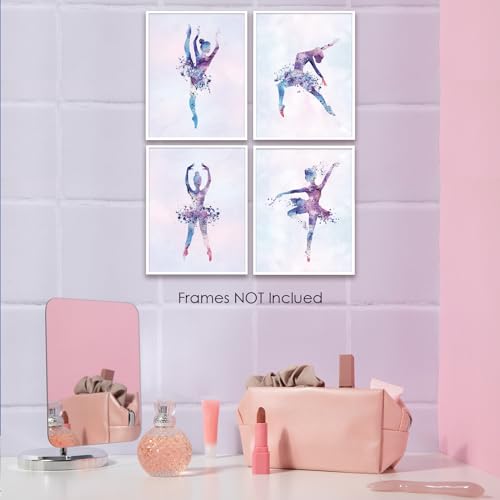 Image of Wall Art Ballet Wall Decor Prints Posters for Room Aesthetic Watercolor Modern Elegant Ballet Dancer Ballerina Gift Dance Artwork for Bedroom Living Room Girls Room, Set of 4 Unframed, 8 x 10 Inch