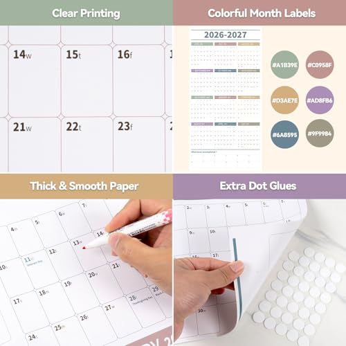 Image of GuassLee Large Yearly Wall Calendar 2026-2027, Full Year Calendar One Page, Jun. 2026- May 2027, Annual Wall Calendar 2026, 24 inchX 48 inch Wall Calendar 2026 Large with Foam Stickers