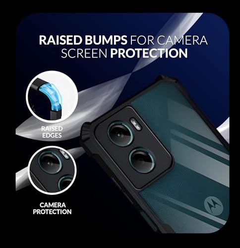 Image of Back Cover Case + Screen Protector for Motorola Moto G06 Power, Dual-Layer Hybrid Protection, 9H Tempered Glass Screen Guard, Transparent & Black