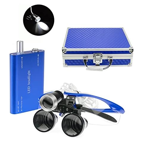 3.5X420CM Loupes Magnifying Glasses Working Distance 16inches/420mm with HeadLamp Aluminum Box Cover