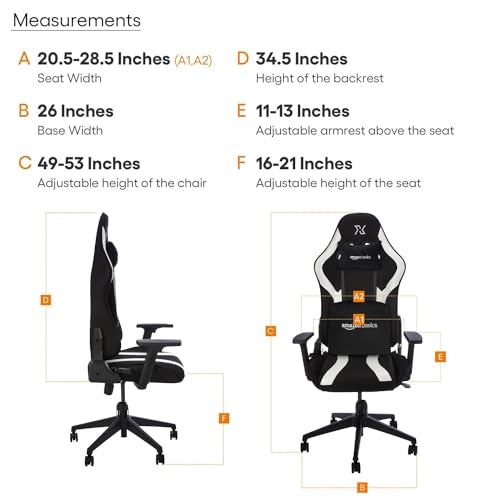 Amazon Basics Euphora Gaming Chair (White) | Aluminium - Image 4