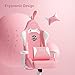 AutoFull C2 Gaming Chair Computer Chair with Ergonomic Wingless Cushion PU Leather Racing Style PC Chair with Footrest and Lumbar Support Pillow（Pink）