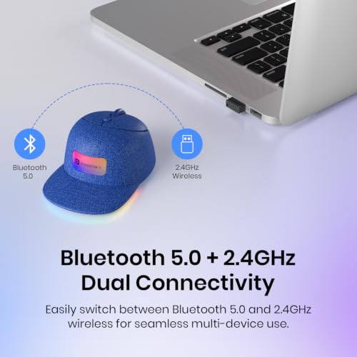 Image of Portronics Toad Cap Wireless Mouse with Bluetooth 5.0 + 2.4GHz Dual Connectivity, Adjustable DPI Upto 2400, Dynamic RGB Lighting, Type-C Rechargeable, 100g (Denim Blue)
