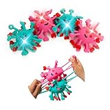 Valentine Light Up Cactus Puffer Toys (4-Pack) – LED Flashing Spiky Sensory Balls, Soft Stretchy TPR, Auto-Shutoff Lights, Valentine Party Favors for Kids