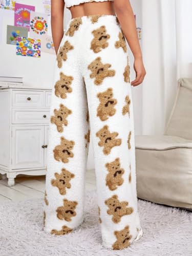 Verdusa Women's Fuzzy Plush Warm Pajama Pants Fleece Lounge Sleepwear Teddy Pj Bottoms2