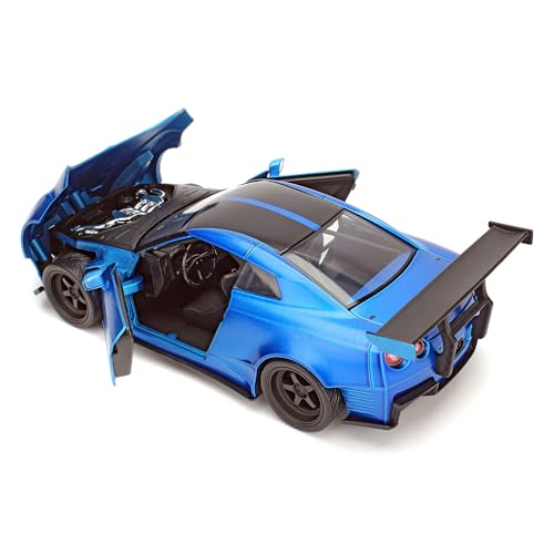 Jada Toys Fast & Furious Brians 2009 Nissan GT-R (R35) Ben Sopra, Auto, Tuning-Modell im Maßstab 1:24, mit Spoiler, zu öffnende Türen, Motorhaube und Kofferraum, Freilauf, blau 253203014
