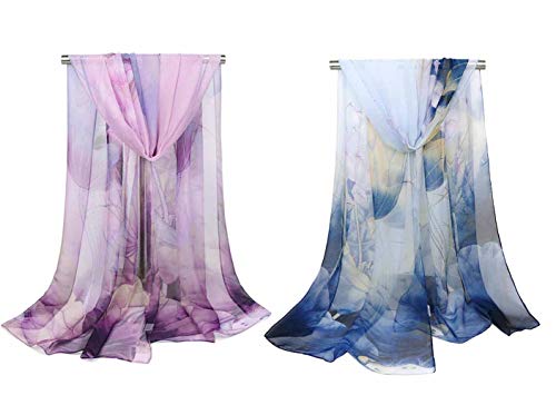 Acotavie 2 Pcs Scarfs for Women Lightweight Scarves Fashion Floral Print Shawls Holiday Gifts Scarf2