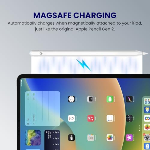 Image of Virtutron 2nd Gen Magnetic Wireless Charging Stylus Pen for iPad | Palm Rejection Digital Pencil | Compatible with iPad Pro 12.9 Inch 6 /5 /4 /3Gen | 11 Inch 1 /2 /3 /4Gen, iPad Air 4 /5, iPad Mini 6 (White)