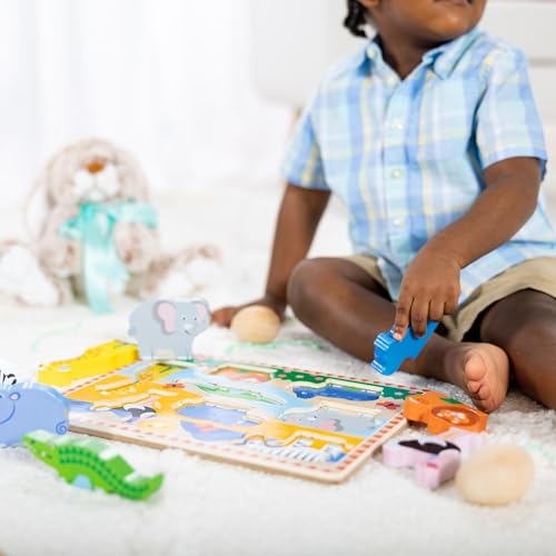 Image of Melissa & Doug Safari Wooden Chunky Puzzle (8 pcs), Educational Screen Free Activity for Toddler, Preschoolers and Kids Ages 2+ - FSC Certified (Pack of 12)