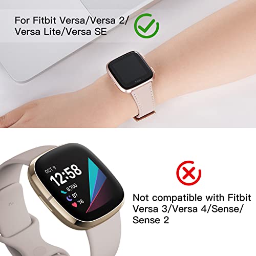 Bracelet montre Fitbit Versa en cuir véritable WFEAGL de rechange noir - 4