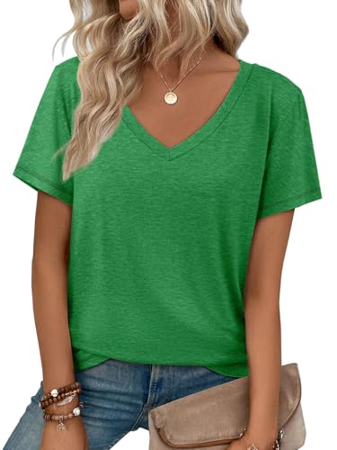 ATHMILE T St Patricks Day Shirts Short Sleeve V Neck Tees for Women Fashion Tops Trendy Casual Summer Clothes Outfits Beach
