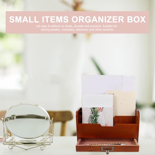 Boîte de rangement en bois à tiroir marron empilable pour petits objets - 6