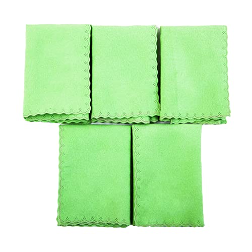 Alnicov 5 PCS Microfiber Polishing Cleaning Cloth for Guitar Violin Piano Clarinet Trumpet Sax Musical Instrument Green