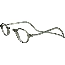 Clic Magnetic Reading Glasses - Adjustable Neck Hanging Readers - Secure Fit with Rigid Headband - Classic S-M, Smoke, 2.00