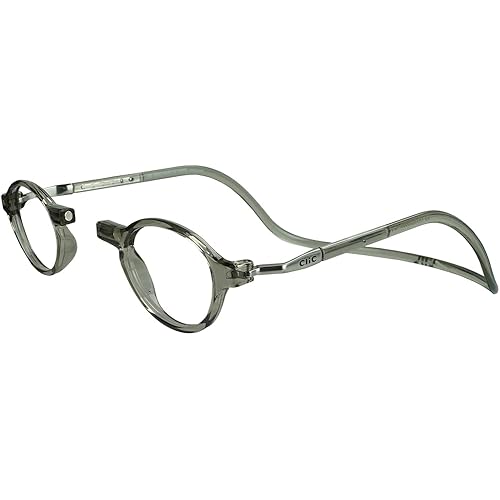 Clic Magnetic Reading Glasses, Computer Readers, Replaceable Lens, Adjustable Temples, Classic, (S-M, Smoke, 2.00 Magnification)