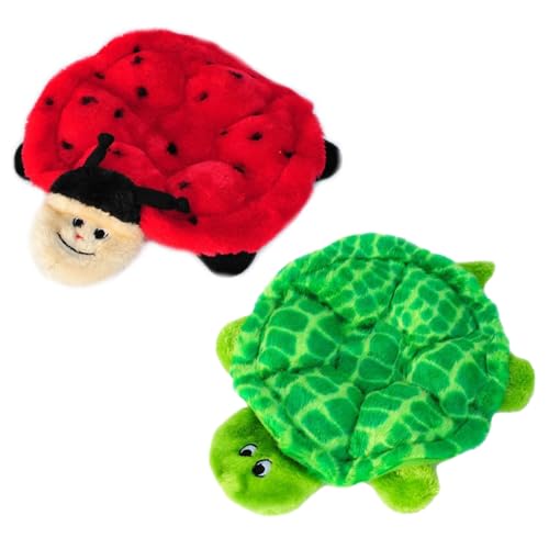 ZippyPaws Squeakie Crawlers - No Stuffing Dog Toys to Keep Them Busy for Small Medium & Large Dogs Squeaky Pet Toy for Boredom Unstuffed Chew Toy Puppy Products Turtle & Ladybug - 2 Pack 10