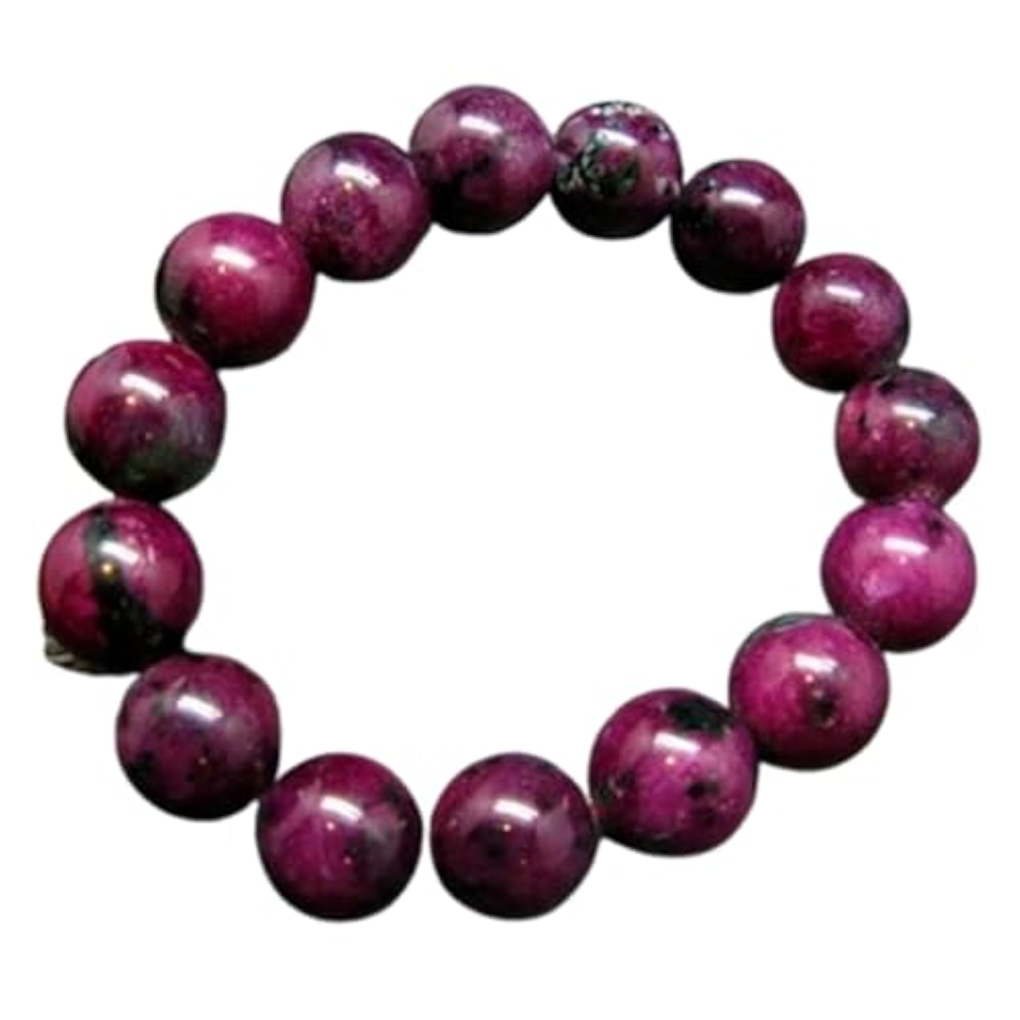 Natural Ruby 14mm Round Shape Bead Stretchable Bracelet, Unisex